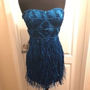 Peacock Blue Fringe Party Dress